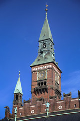 Fototapeta na wymiar Radhus, Copenhagen city hall in Copenhagen Denmark