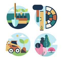 Icons set landscape design
