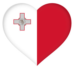 Obraz premium Illustration of the national flag of Malta shaped like a heart