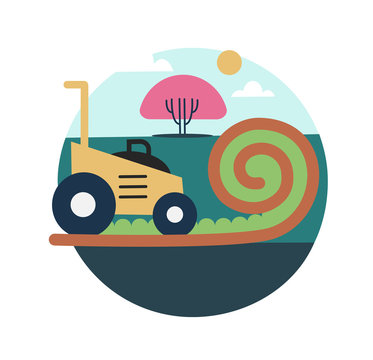 Lawn mowing icon illustration