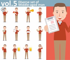 Diverse set of Middle-aged man on white background , EPS10 vector format vol.5