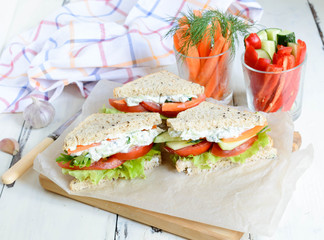 sandwich with vegetables and cheese