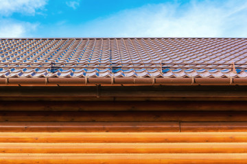Roof of wooden house. Selective focus
