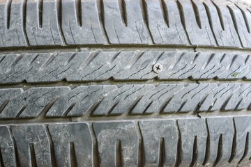 screw puncturing tire