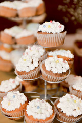 Cupcakes in a shape of heart presented on a table