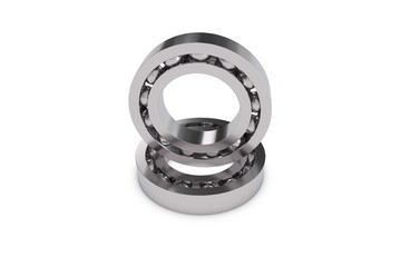 Metal ball bearing isolated on white, 3D render illustration