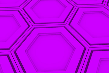 Abstract background made of violet hexagons, wall of hexagons, 3d render illustration