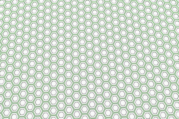 Abstract background made of white hexagons with green glowing sides, wall of hexagons, 3d render illustration