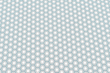 Abstract background made of white hexagons with light blue glowing sides, wall of hexagons, 3d render illustration