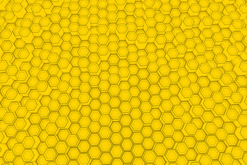 Abstract background made of yellow hexagons, wall of hexagons,, 3d render illustration