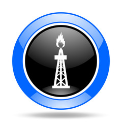 gas blue and black web glossy round icon