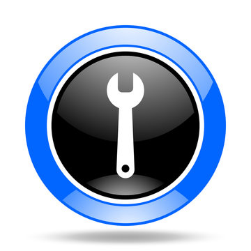 tool blue and black web glossy round icon