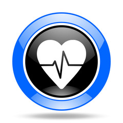 pulse blue and black web glossy round icon