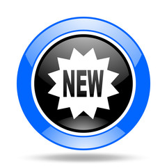 new blue and black web glossy round icon