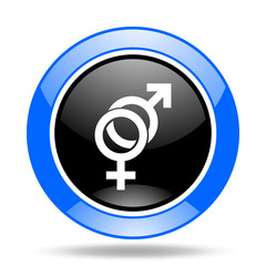 sex blue and black web glossy round icon