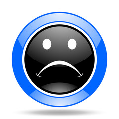 cry blue and black web glossy round icon