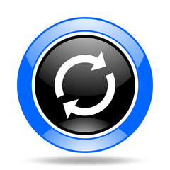 reload blue and black web glossy round icon
