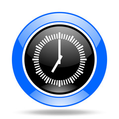 time blue and black web glossy round icon