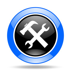 Obraz premium tool blue and black web glossy round icon