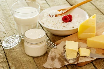 Papier Peint photo Produits laitiers Different dairy products