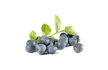 Blue ripe blueberries isolated on white background