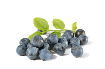 Blue ripe blueberries isolated on white background