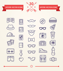 Set of Hipster outline icons
