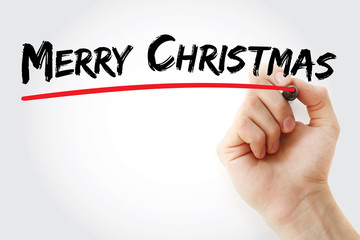 Hand writing Merry Christmas with marker, concept background