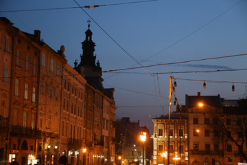 Evening sky covers the old Eropean city