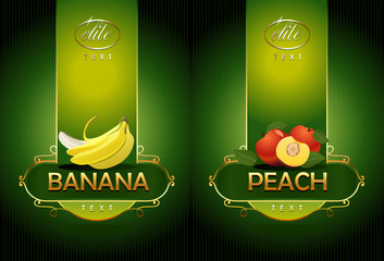 Fruits. Banana, peach