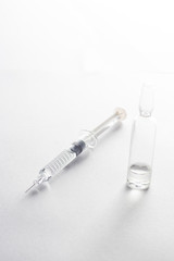 Transparent syringe for treatment and pharmacy industry.