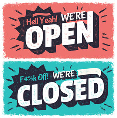 Vector open and closed signs