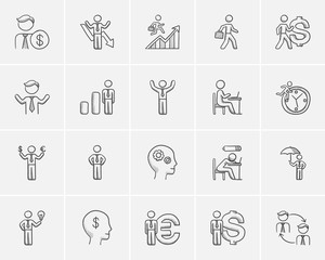 Business sketch icon set.