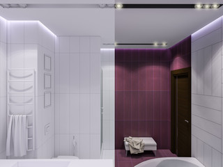 3d render interior design of a bathroom
