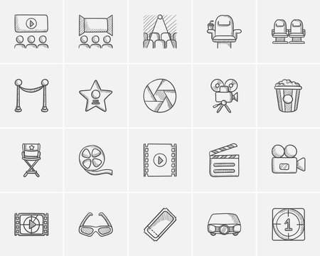 Media Sketch Icon Set.