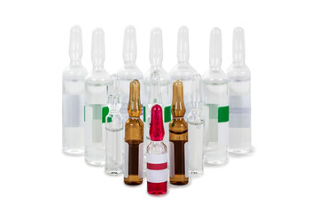 Injectable ampoules on a white background