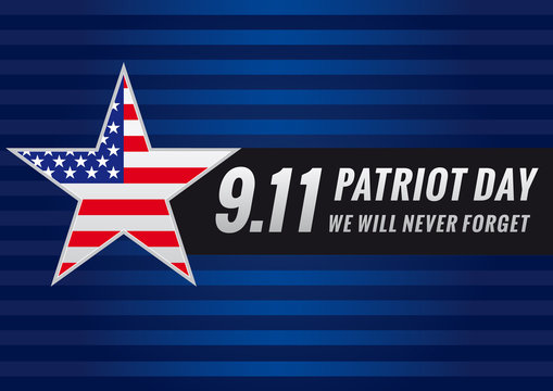 Patriot day USA star banner. Patriot Day September 11, we will never forget vector banner 