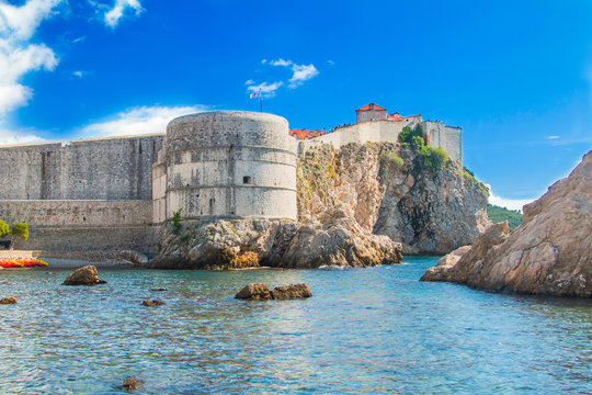 City of Dubrovnik, UNESCO site, old defense walls, fortress Bokar 