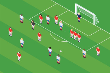 Football / Soccer Free Kick. Ball On The Free Kick Spot At The Stadium