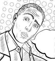 Surprised frightened man coloring book with bubble