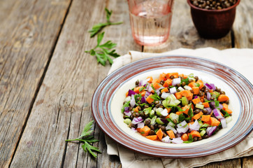green lentils carrots celery salad