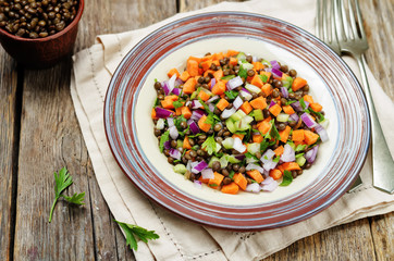 green lentils carrots celery salad