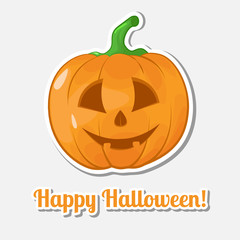 Sticker Halloween pumpkin. Happy Halloween! Vector illustration.