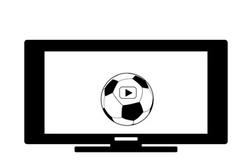 Ballon de foot sur un écran de télévision