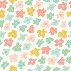 Cute little flowers seamless pattern. Vector illustration