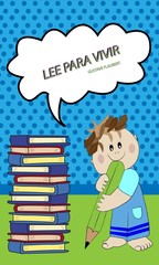 Niño feliz y libros 1.