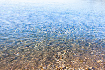 Sea water with pebble under it, background