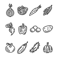 Vegetables flat icon set