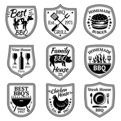 Obraz premium Vector set of grill, barbecue and steak labels.