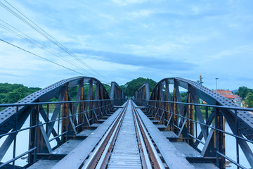 Obraz premium River Kwai bridge pier at Kanchanaburi Thailand